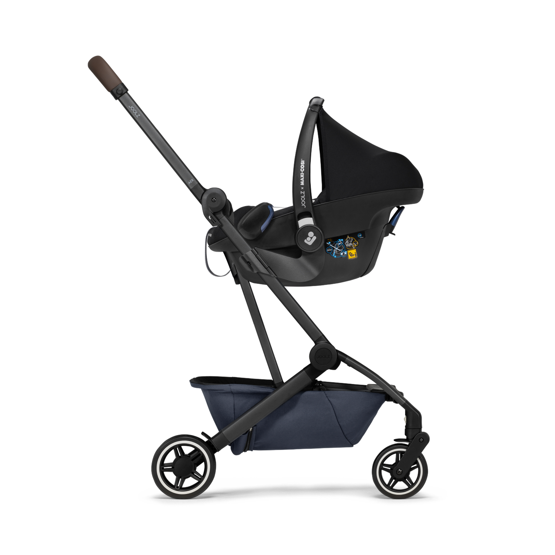 Joolz Aer Car Seat Adaptors in use with car seat on stroller – Easy travel system conversion – Thursday's Child Rental