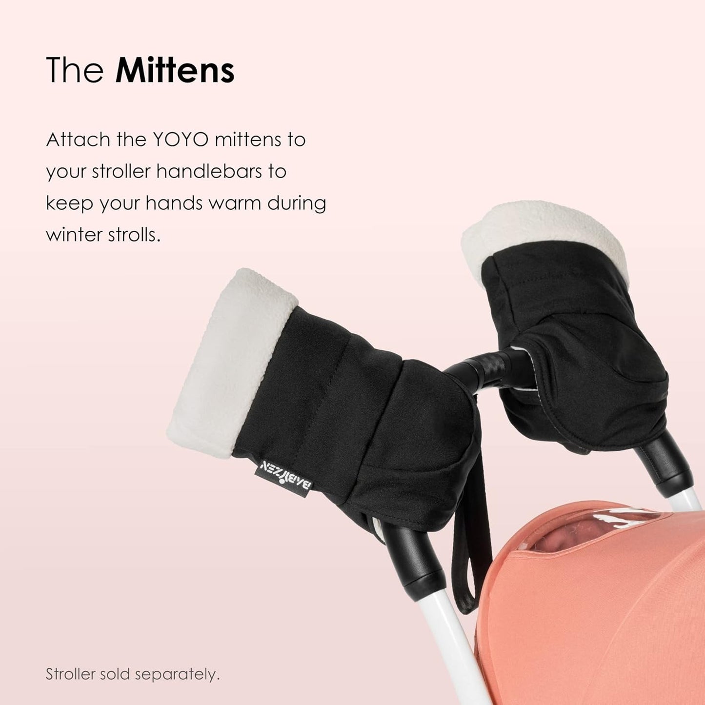 Stokke YOYO Mittens for YOYO and YOYO² strollers, warm and water-resistant hand warmers that attach to stroller handlebar – ideal for winter strolls, available for rental