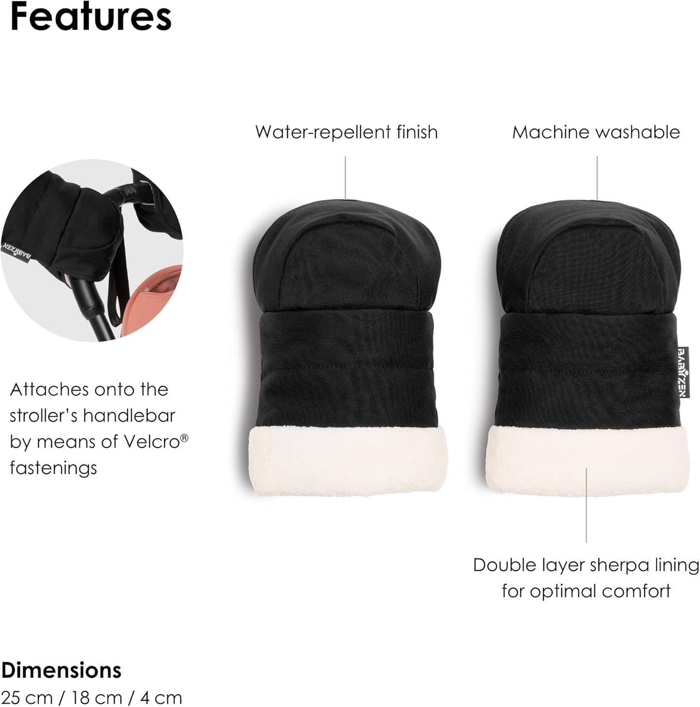 Stokke YOYO Mittens for YOYO and YOYO² strollers, warm and water-resistant hand warmers that attach to stroller handlebar – ideal for winter strolls, available for rental
