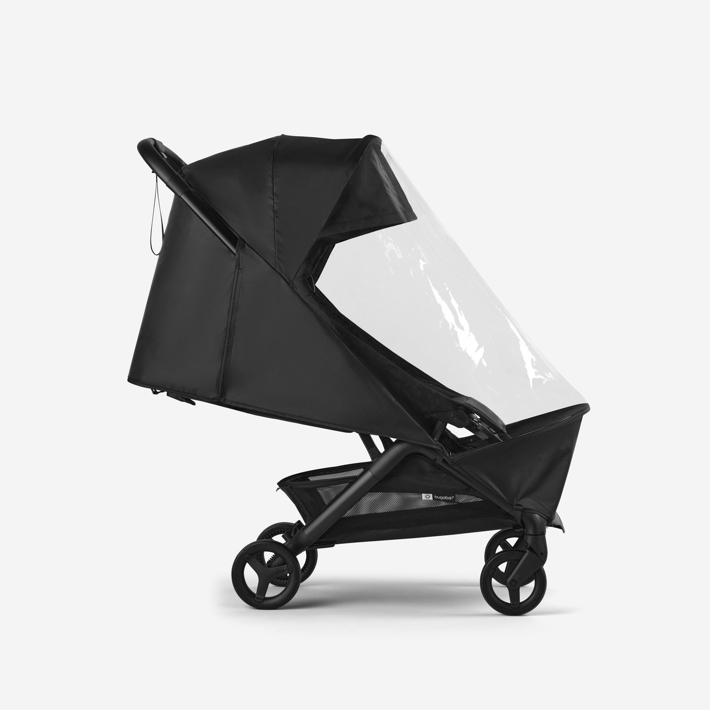 Bugaboo Butterfly 2 rain cover available at Thursday's Child Rental – clear, lightweight stroller rain protection for wet weather walks.