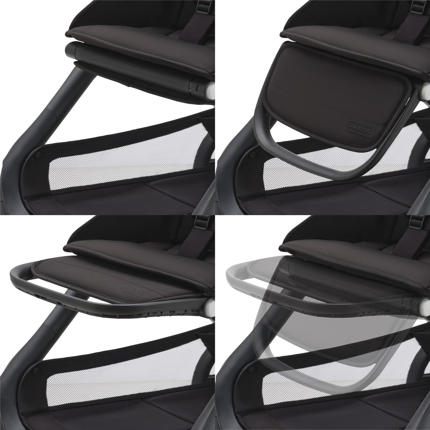 Black Bugaboo Dragonfly stroller with adjustable leg rest – available from Thursday’s Child Rental