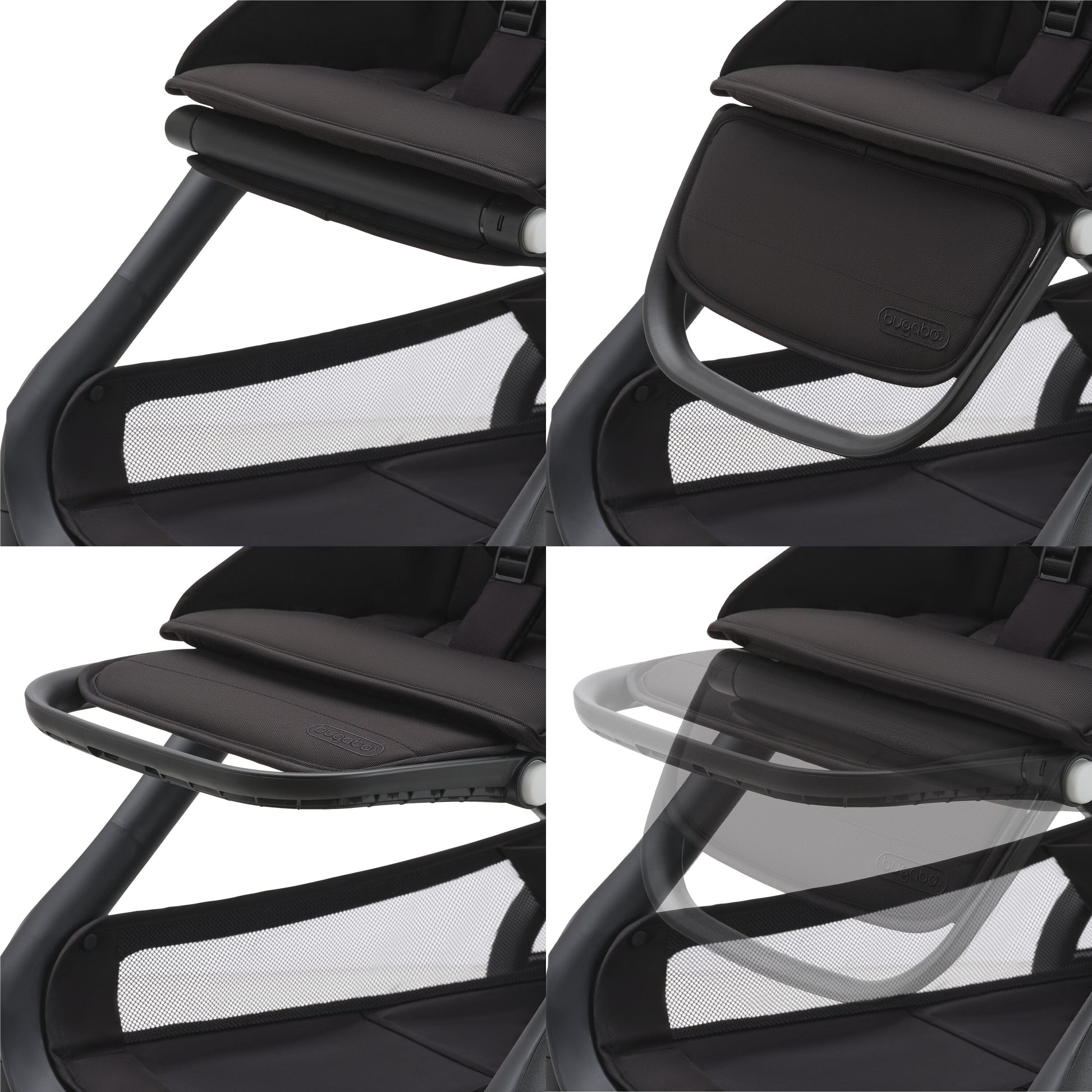 Black Bugaboo Dragonfly stroller with adjustable leg rest – available from Thursday’s Child Rental
