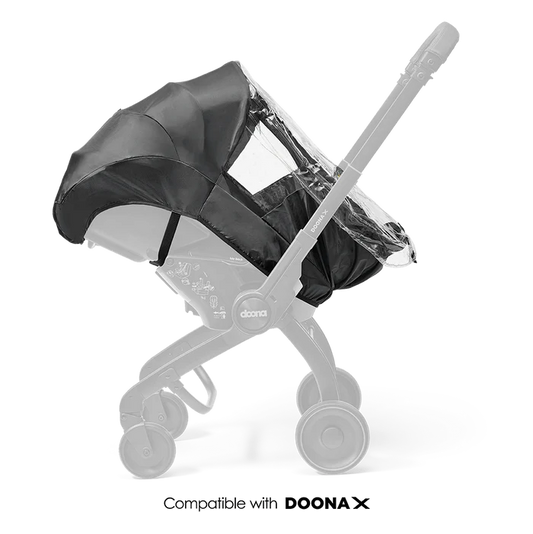 Doona X stroller rain cover — waterproof baby gear rental from Thursday's Child.