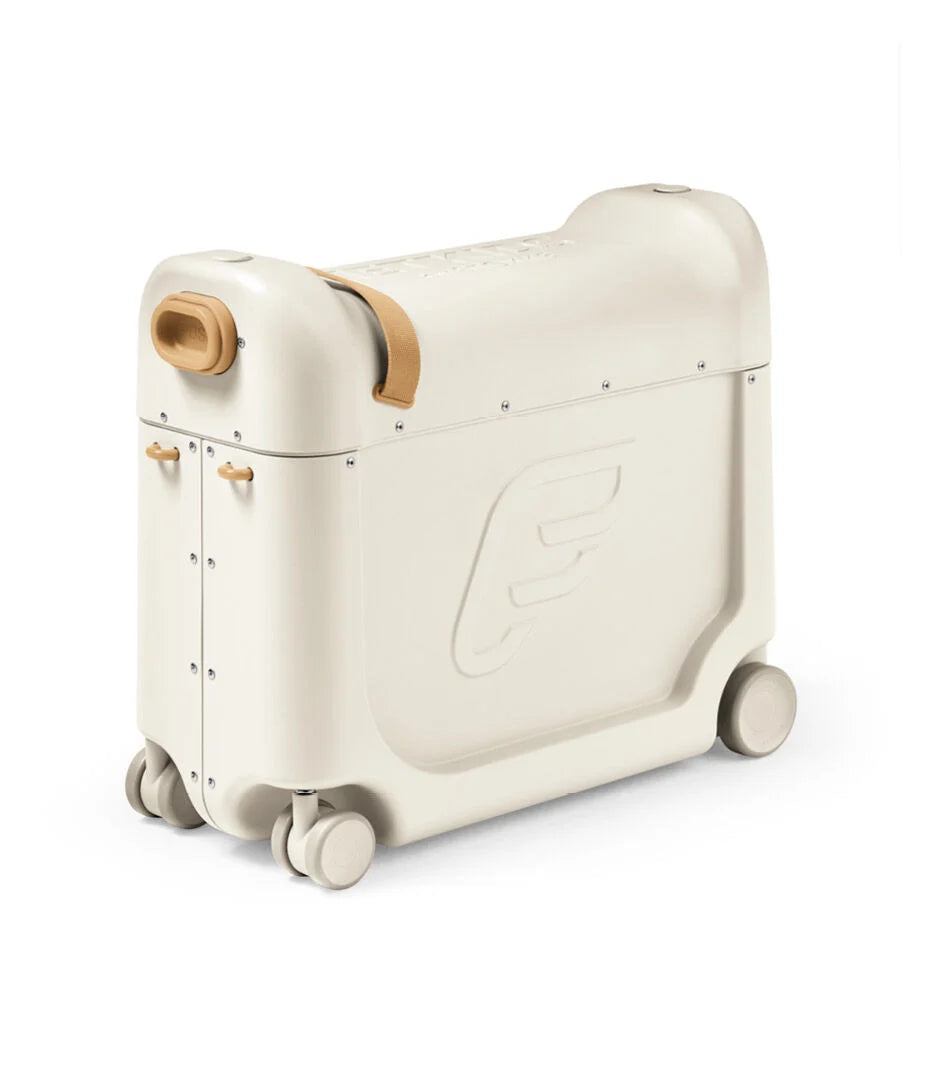 Stokke BedBox and Crew BackPack travel bundle for kids, ride-on suitcase that converts to inflight bed plus matching backpack – perfect for family travel, available for rental