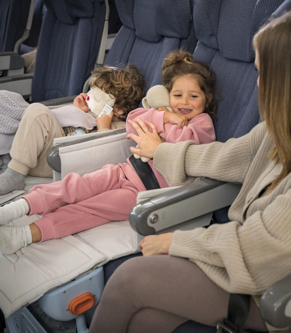 Stokke BedBox and Crew BackPack travel bundle for kids, ride-on suitcase that converts to inflight bed plus matching backpack – perfect for family travel, available for rental