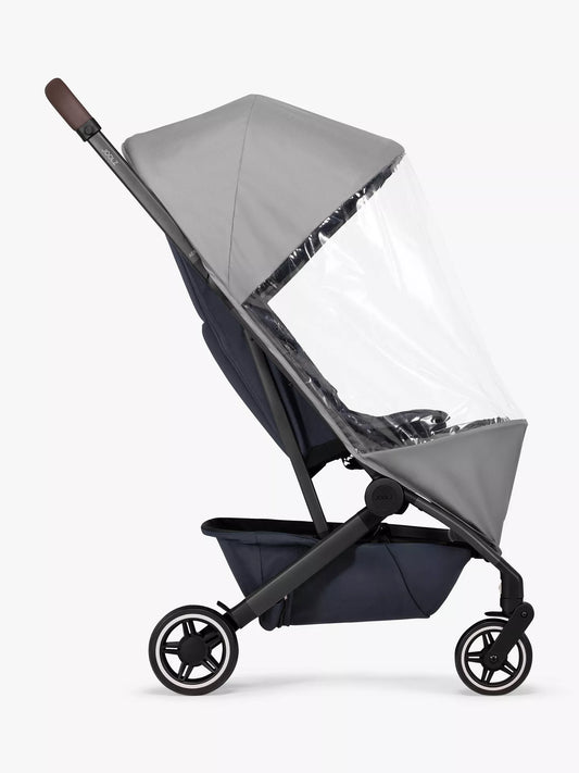 Joolz Aer Rain Cover fitted on stroller in rainy weather – Clear, breathable weather protection for babies – Thursdays Child Rental