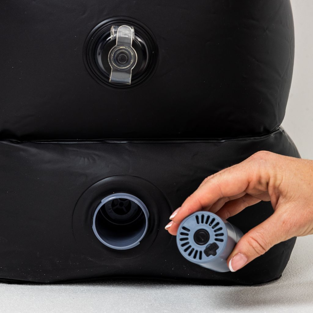 Close shot of Plane Pal valve— durable child travel cushion