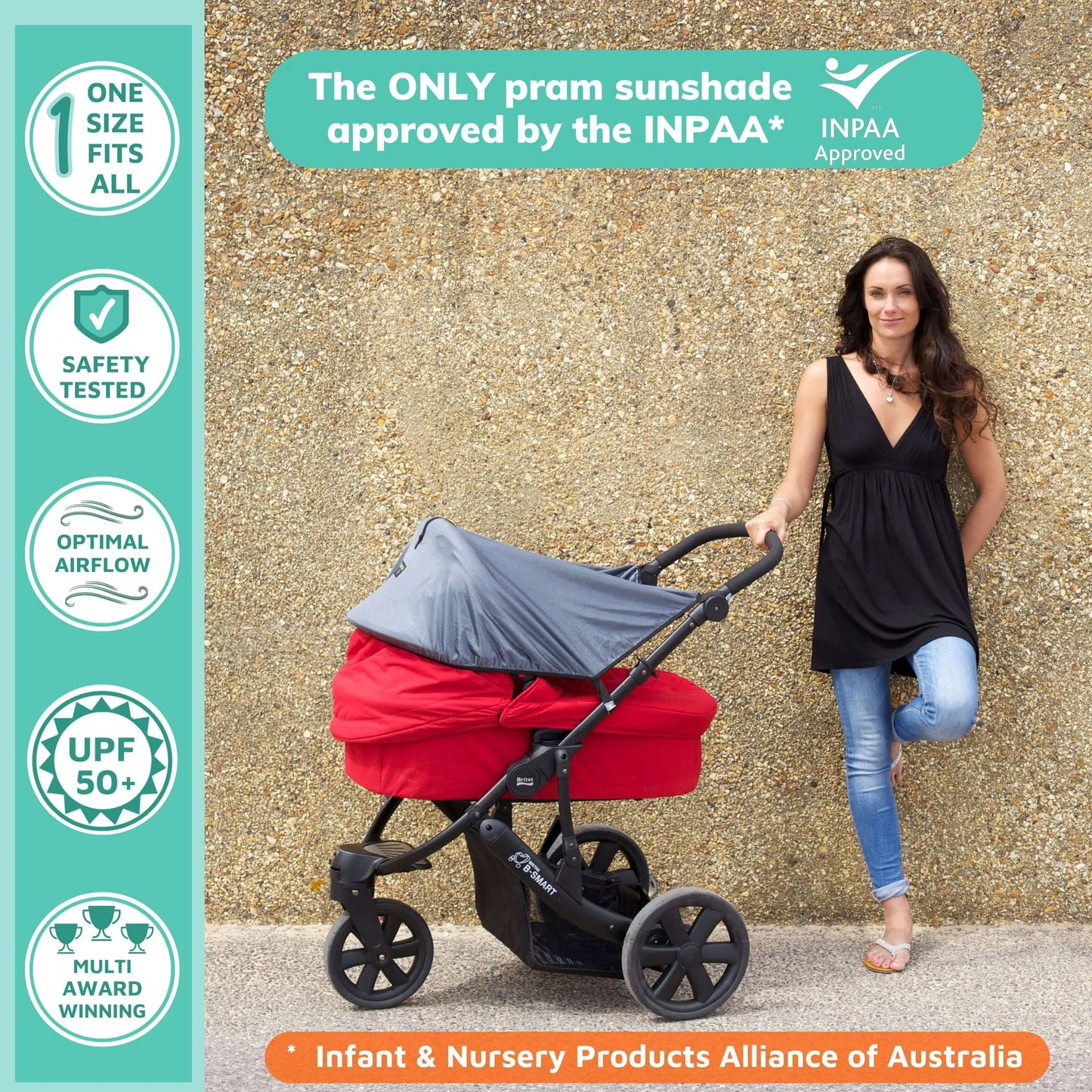SnoozeShade Original sun shade for strollers, designed for babies 6 months and up, blocks UV rays and helps with naps on the go – available for rental