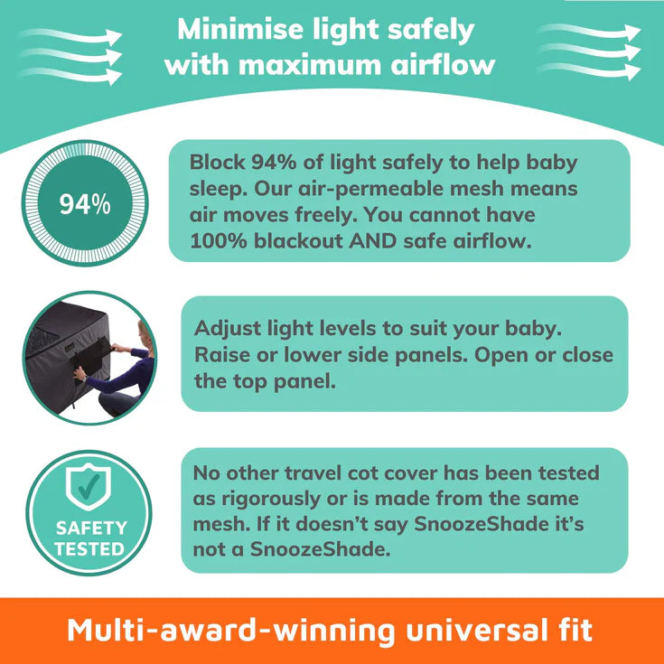 Suitable from birth, this multi-award-winning blackout shade, available to rent from Thursday's Child, helps your baby or toddler sleep soundly in their cot bed. Completely effortless to use, it’s compatible with all rectangular travel cots up to 106cm long
