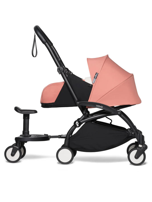 YOYO Board stroller accessory with removable saddle seat, attaches to YOYO and YOYO² strollers for older siblings – available for rental