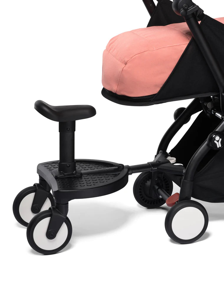 YOYO Board stroller accessory with removable saddle seat, attaches to YOYO and YOYO² strollers for older siblings – available for rental