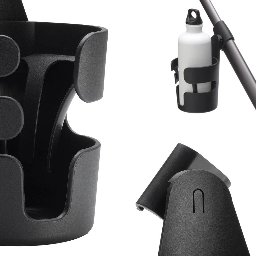 Rent the Bugaboo cup holder at Thursday's Child Rental – easy stroller attachment for coffee cups, bottles, or drinks while strolling.