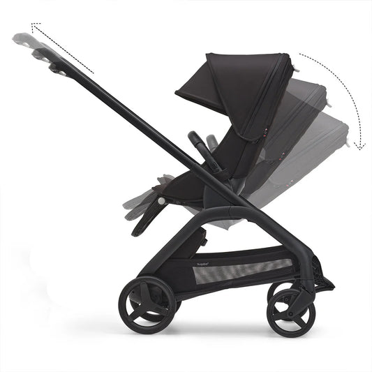Black Bugaboo Dragonfly with lie-flat seat – ideal for newborns and toddlers