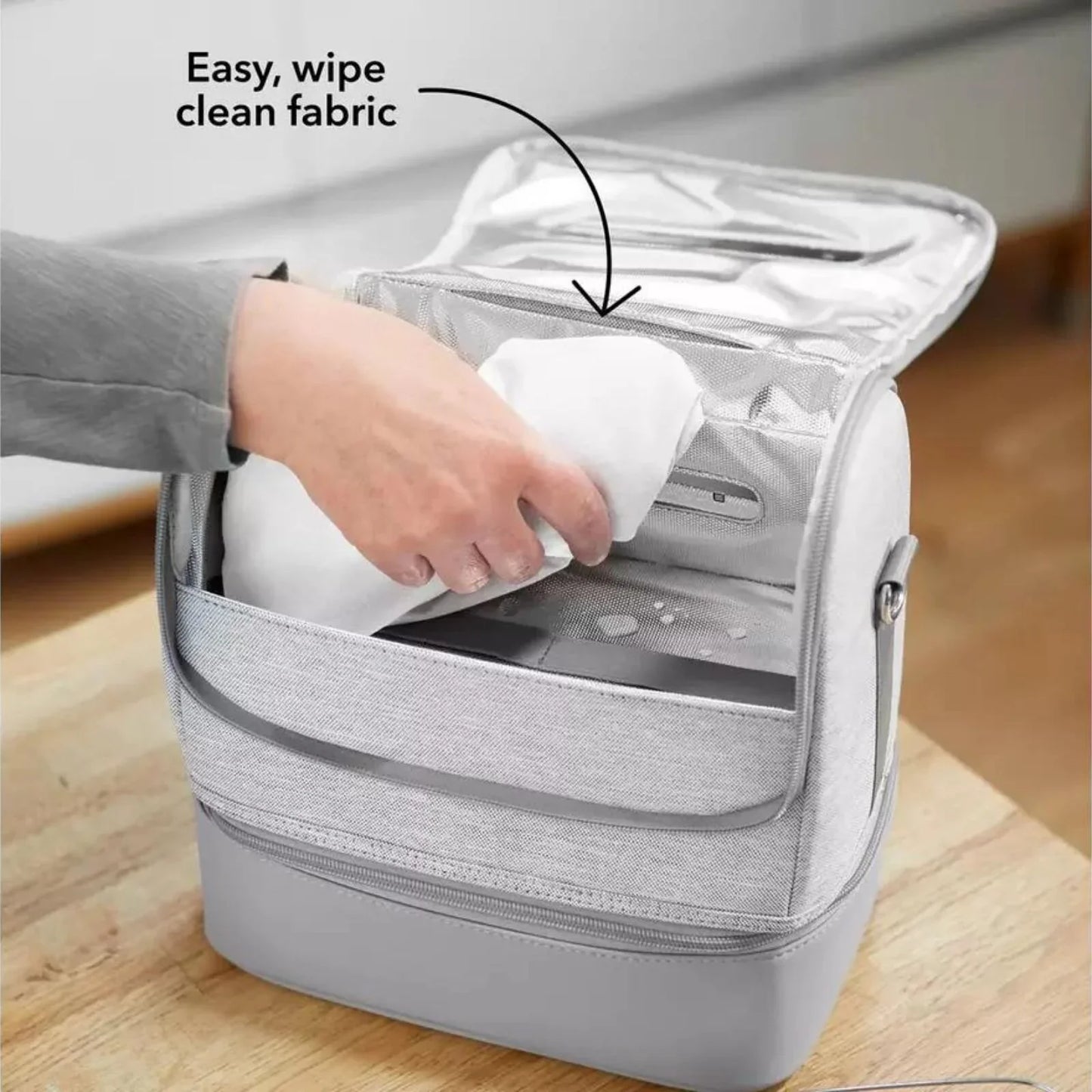 Nuby portable baby bottle steriliser – compact electric steriliser for travel and home use, available for hire from Thursday’s Child Rental