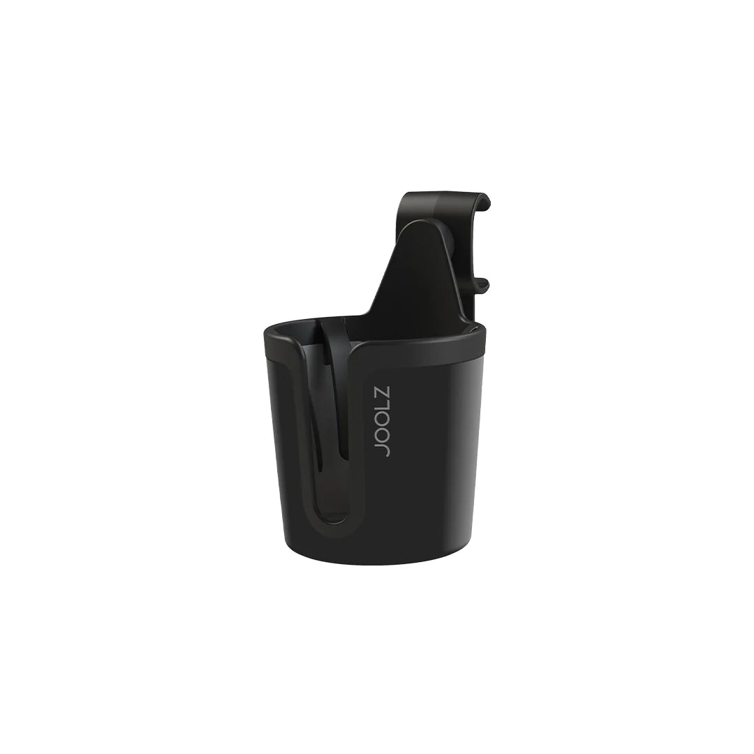 Joolz Aer Cup Holder available for rent from Thursday’s Child Rental – sleek, black stroller accessory.