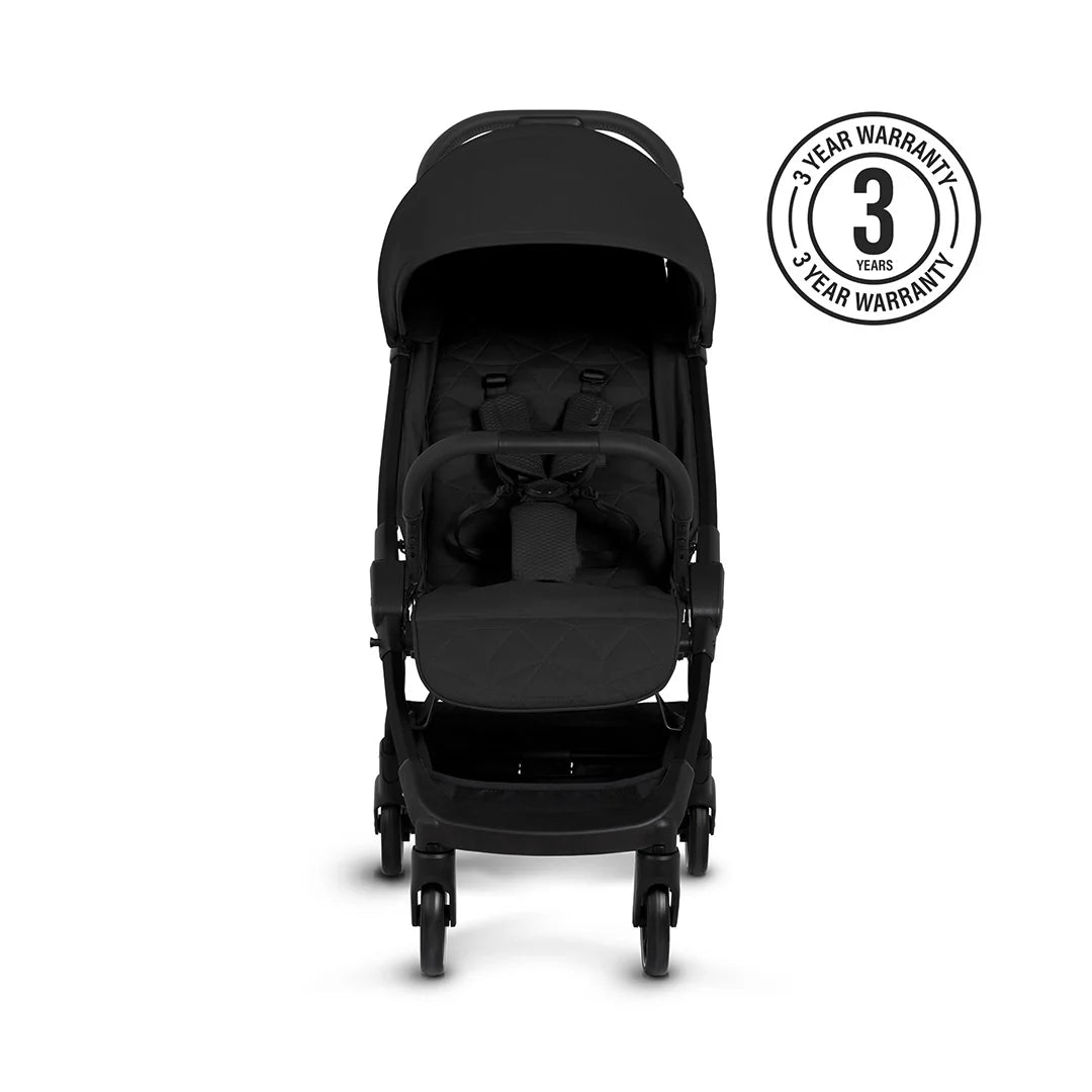 Space Black Silver Cross Clic 2 stroller—sleek, foldable, and cabin-approved pushchair available to rent from Thursday’s Child Rental for stylish, stress-free family outings.