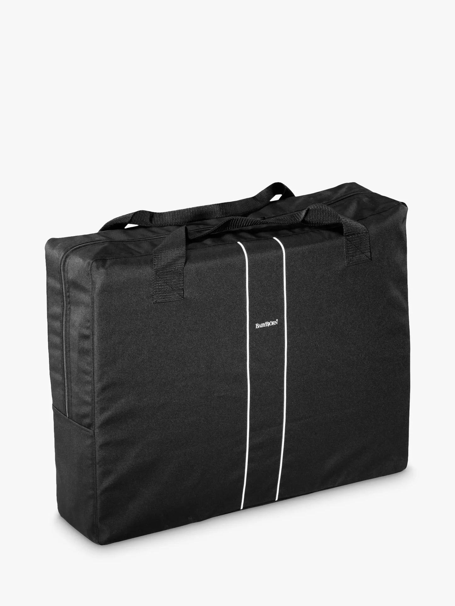 BabyBjörn Travel Cot Light in black, lightweight and easy-to-fold portable crib with breathable mesh sides, available for rental