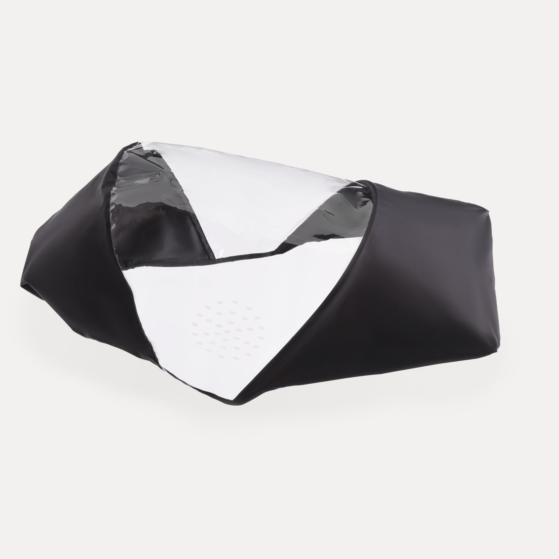 “Close-up of Bugaboo Dragonfly Rain Cover transparent material with side ventilation panels – premium stroller rain protection from Thursday’s Child  rental.