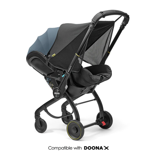 Doona X Sunshade Extension available at Thursday's Child Rental — extra sun protection for infant car seat and stroller.