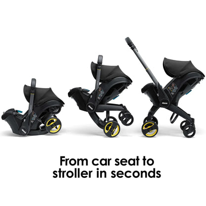 Doona i infant car seat and stroller in one, compact travel system with integrated wheels, suitable from birth – available for rental