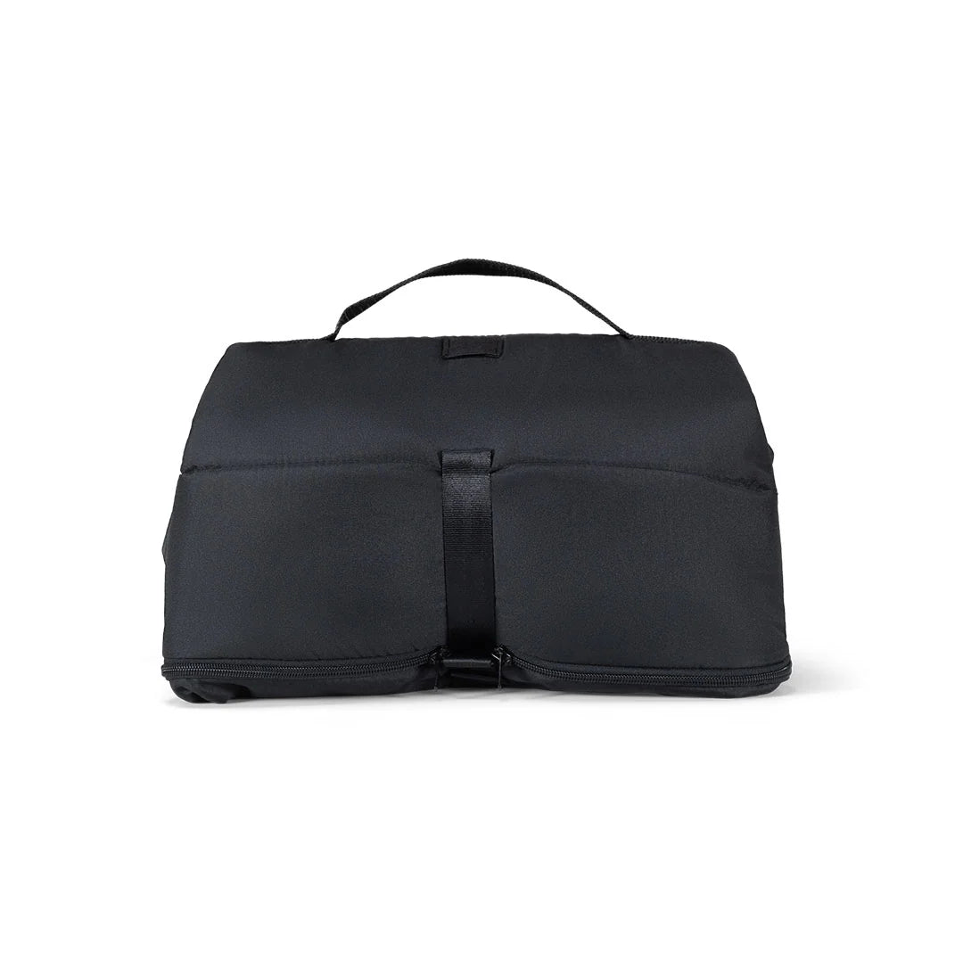 Roll-top closure of the Joolz Aer2 Transport Bag opened wide to show padded interior, ready for the Joolz Aer2 buggy — hire from Thursday’s Child Rental.