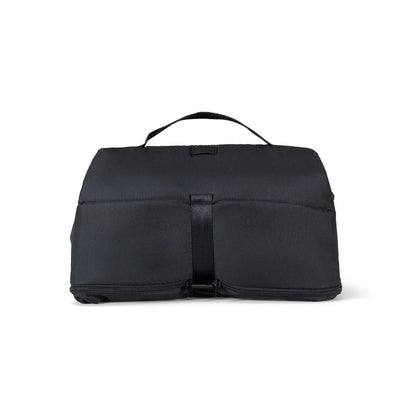 Roll-top closure of the Joolz Aer2 Transport Bag opened wide to show padded interior, ready for the Joolz Aer2 buggy — hire from Thursday’s Child Rental.